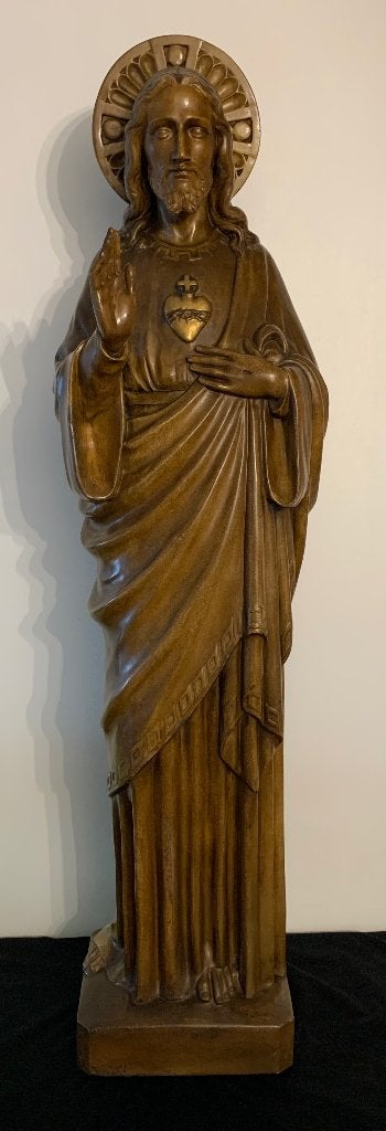 Antiek Kerkbeeld ~ Heiligenbeeld ~ Heilig Hart ~ Jezus 138cm, Antiek en Kunst, Ophalen