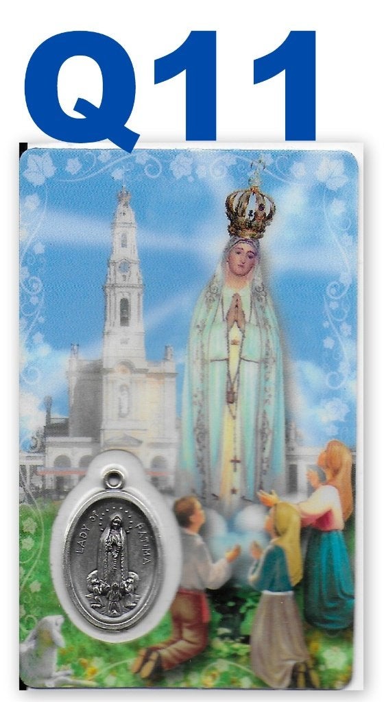 Q11Prentje met medaille Notre Dame de Fatima, Ophalen of Verzenden, Zo goed als nieuw, Kaart of Prent, Christendom | Katholiek