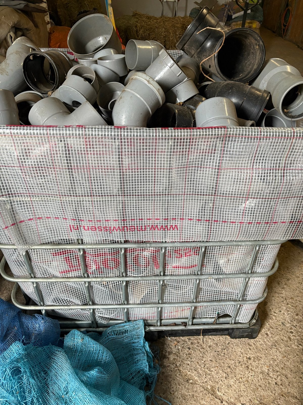 IBC container gevuld met PVC-fittingen (160, 125, 110), Ophalen, Afvoer, Pvc, Nieuw