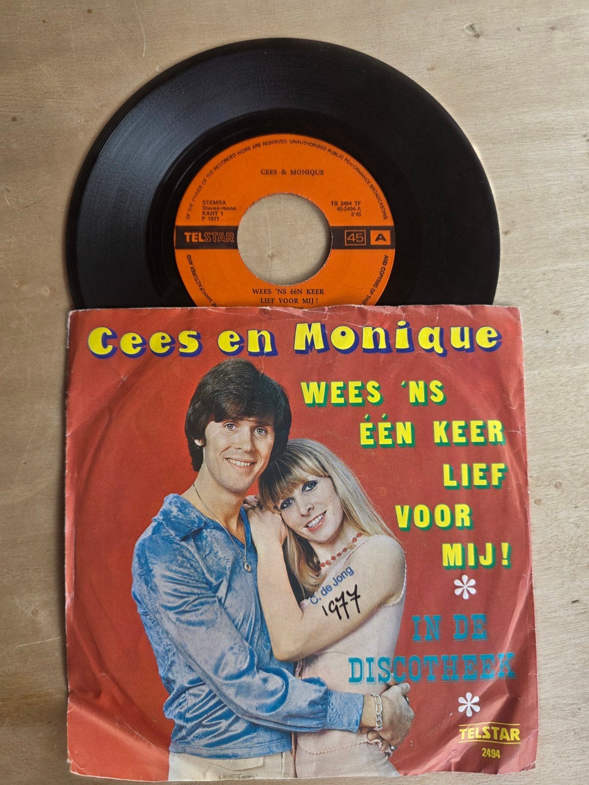 Cees & Monique - Wees 'ns één keer lief voor mij, Gebruikt, 7 inch, Ophalen of Verzenden, Fotohoes