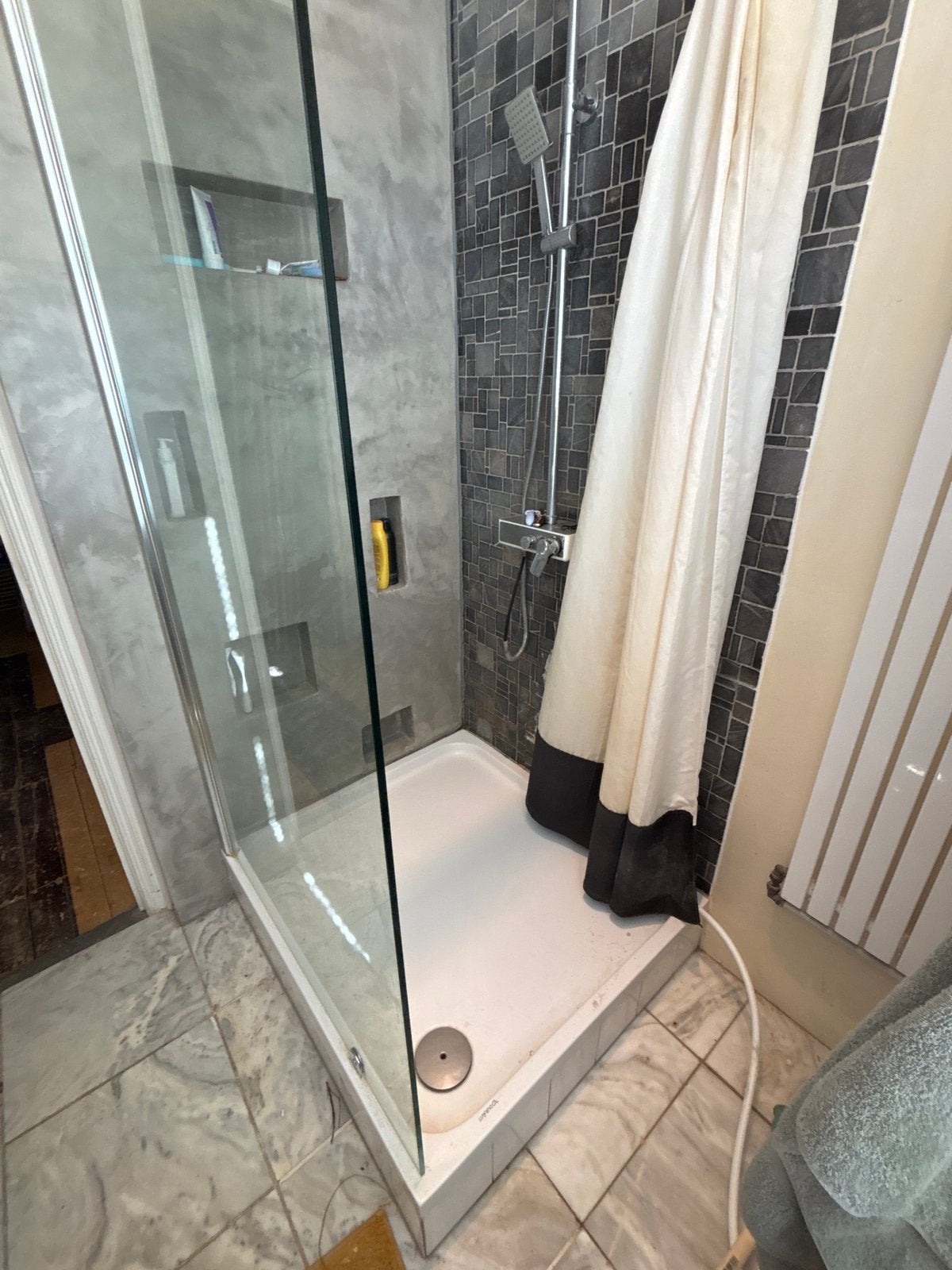Duravit Douchebak 90x100 met glaswand en regendouche, Ophalen, Gebruikt, Glas, Douche