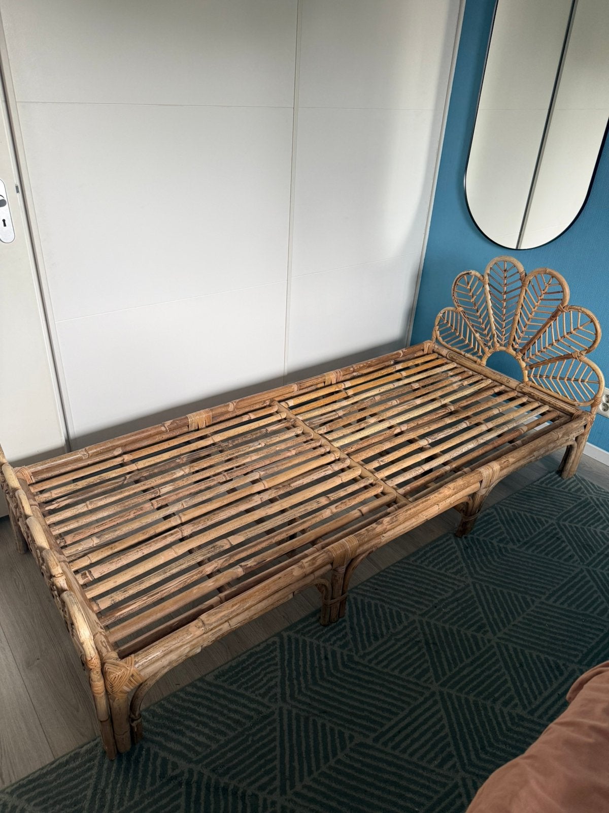Bamboe bed frame., Huis en Inrichting, Slaapkamer | Bedden, Ophalen, Eenpersoons, Zo goed als nieuw, 80 cm