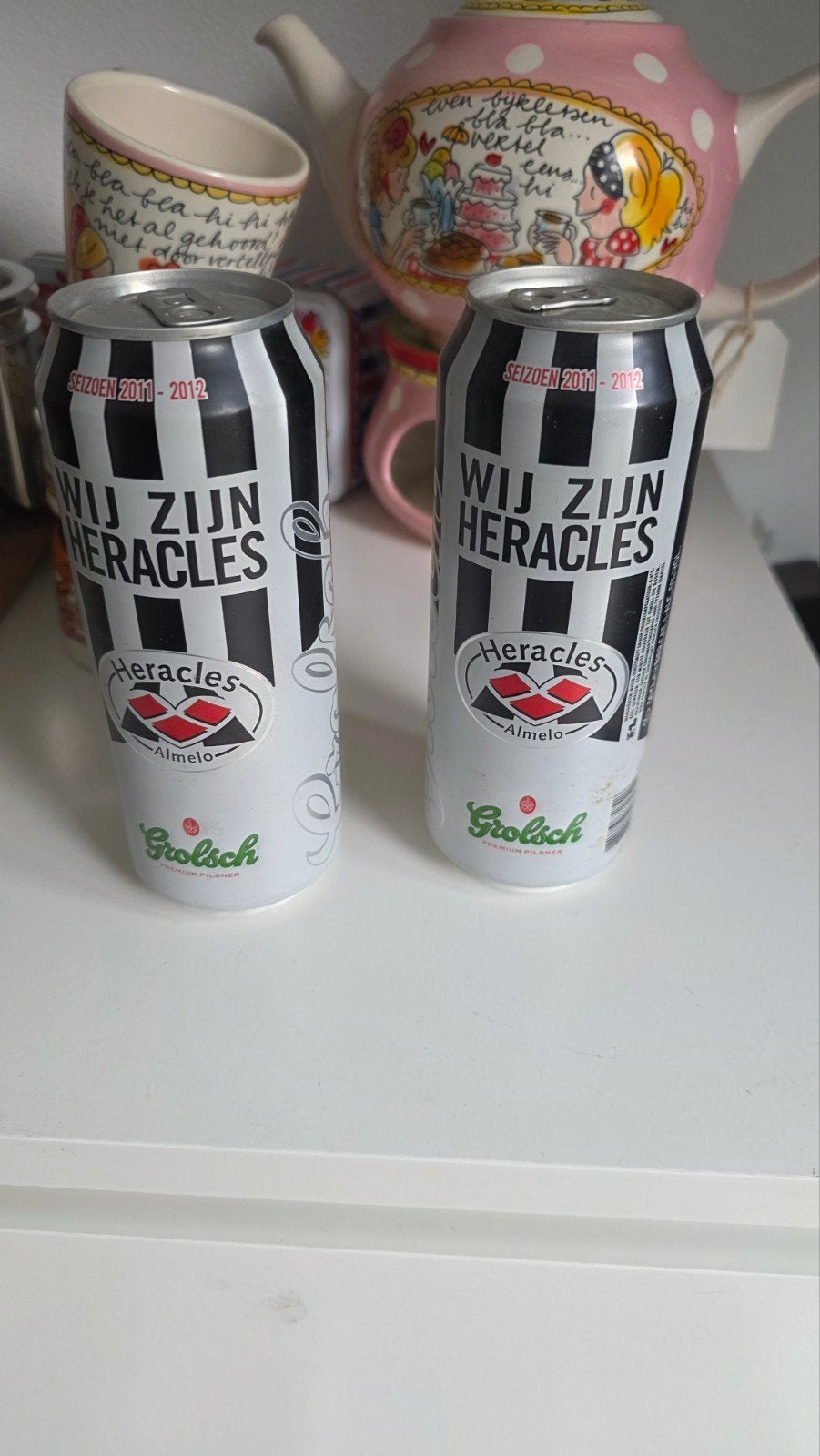 2 Heracles Grolsch blikken seizoen 2011-2012 (over datum), Verzamelen, Ophalen of Verzenden
