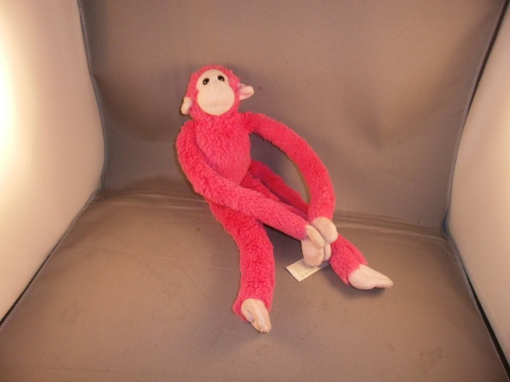 apenheul aap roze harig en gladde velours kraal ogen 34cm, Overige merken, Overige karakters, Nieuw, Ophalen of Verzenden