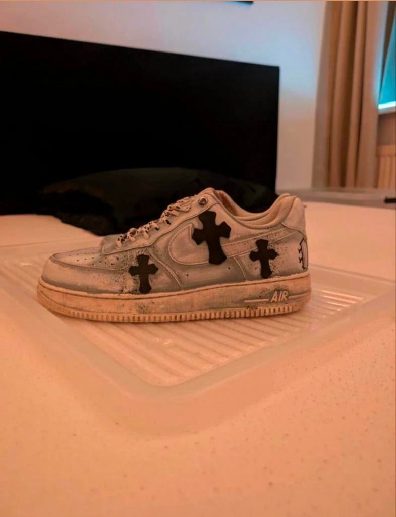 Nike Air Force 1 Custom Chrome Hearts, Wit, Nike, Ophalen of Verzenden, Sneakers of Gympen