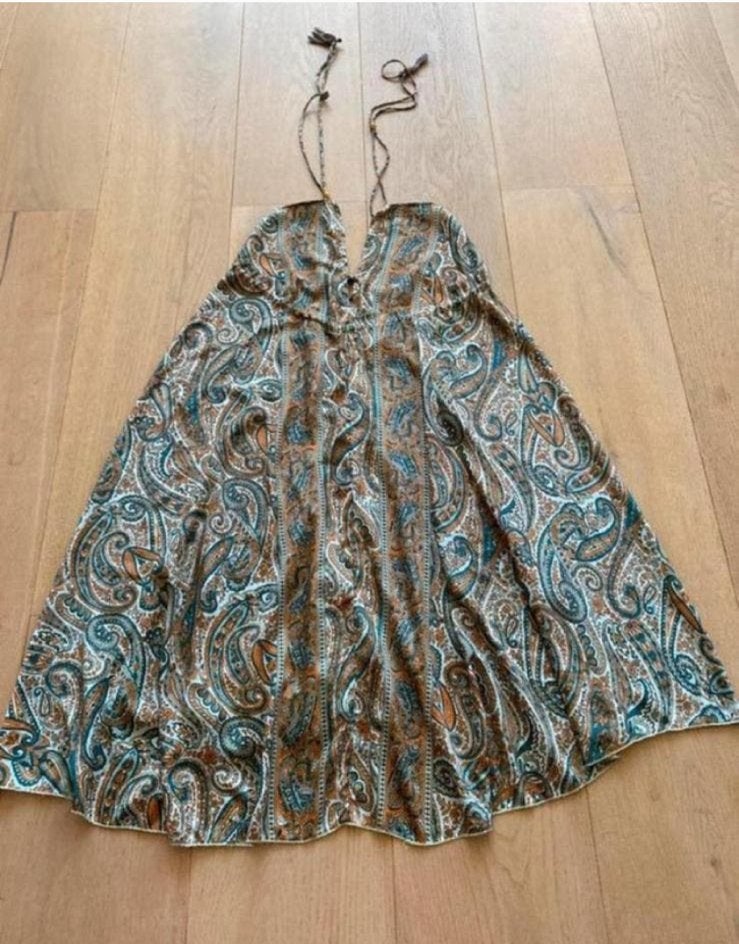 Zijde jurk one size nieuwstaat, Maat 38/40 (M), Blauw, Ophalen of Verzenden, Zo goed als nieuw