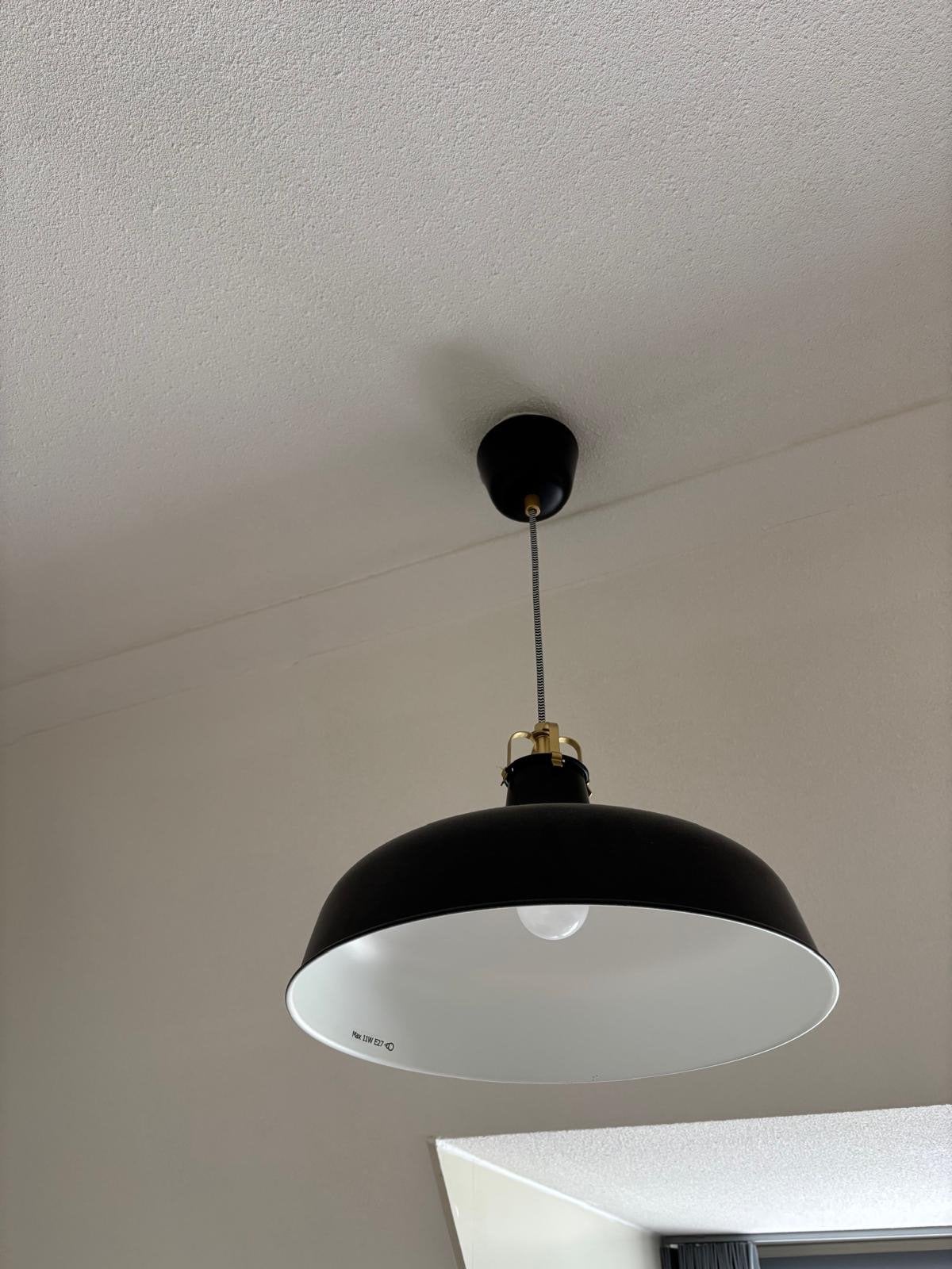 2x IKEA hanglampen zwart, Ophalen, Gebruikt, Metaal, E27 (groot)