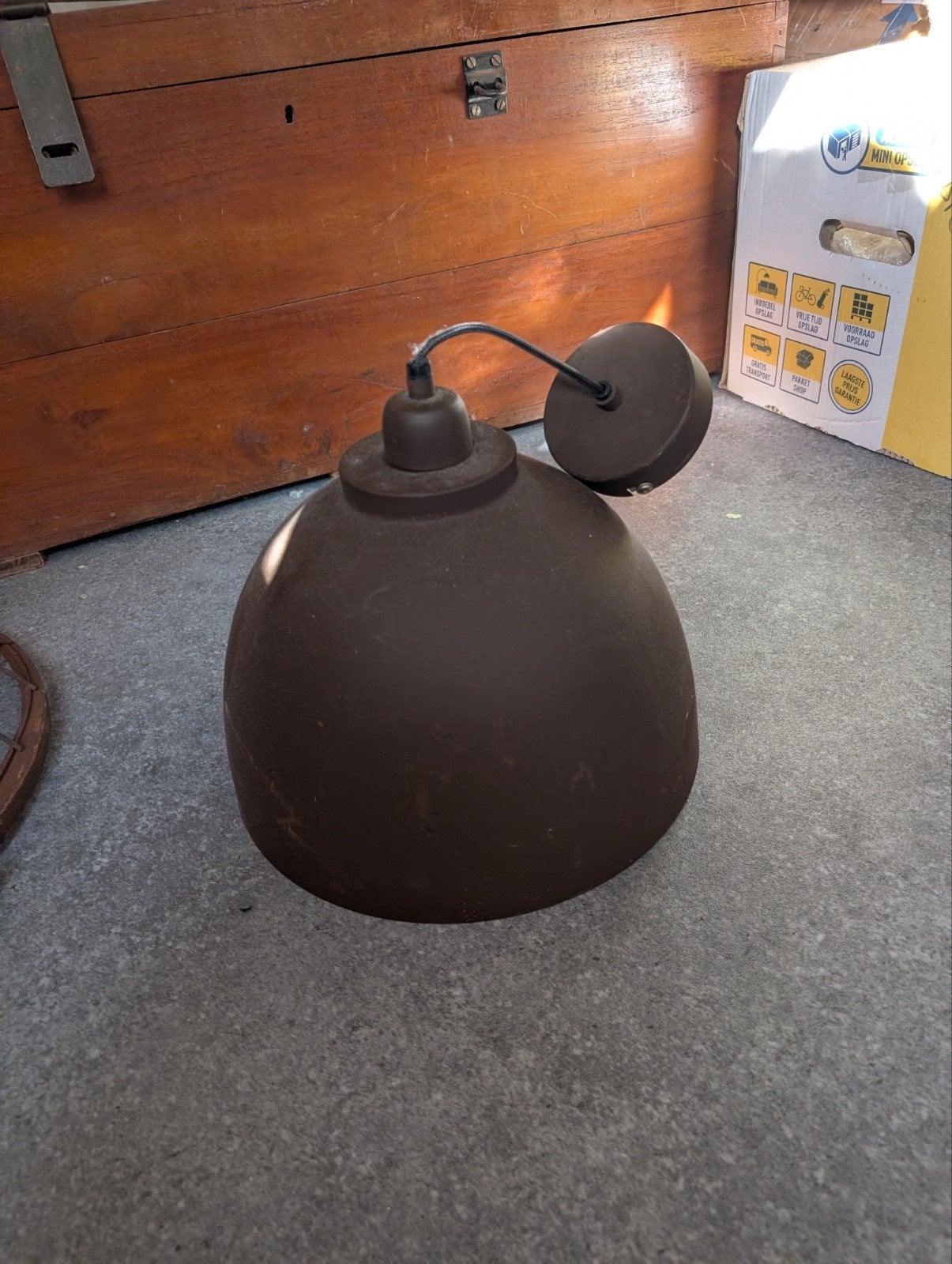 Bruine hanglamp - Industriële stijl, Huis en Inrichting, Zo goed als nieuw, Metaal, Industrieel, E27 (groot)