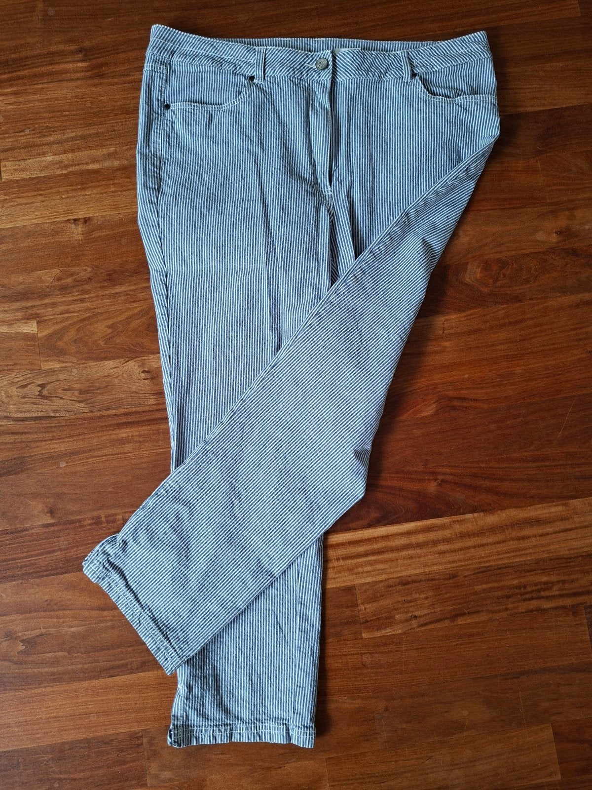 Witteveen gestreepte broek blauw/wit Maat 44, Kleding | Dames, Blauw, Maat 42/44 (L), Ophalen of Verzenden, Zo goed als nieuw