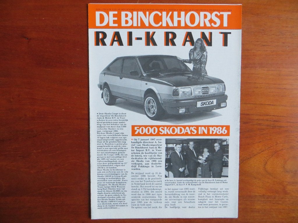 Skoda De Binckhorst RAI-Krant (febr. 1987), Boeken, Ophalen of Verzenden, Nieuw, Overige merken