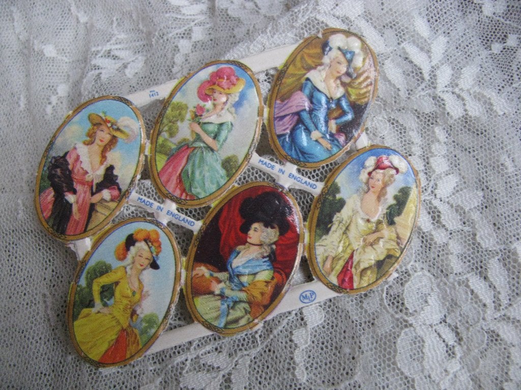 Velletje met 6 Kleine Poesieplaatjes - Victoriaanse Dames, Verzamelen, Poesieplaatjes, Verzenden