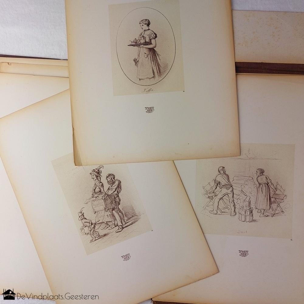 Bladen uit A. Hendschel’s schetsboek – portfolio ca 1885, Ophalen of Verzenden, Zo goed als nieuw, Voor 1940, Prent