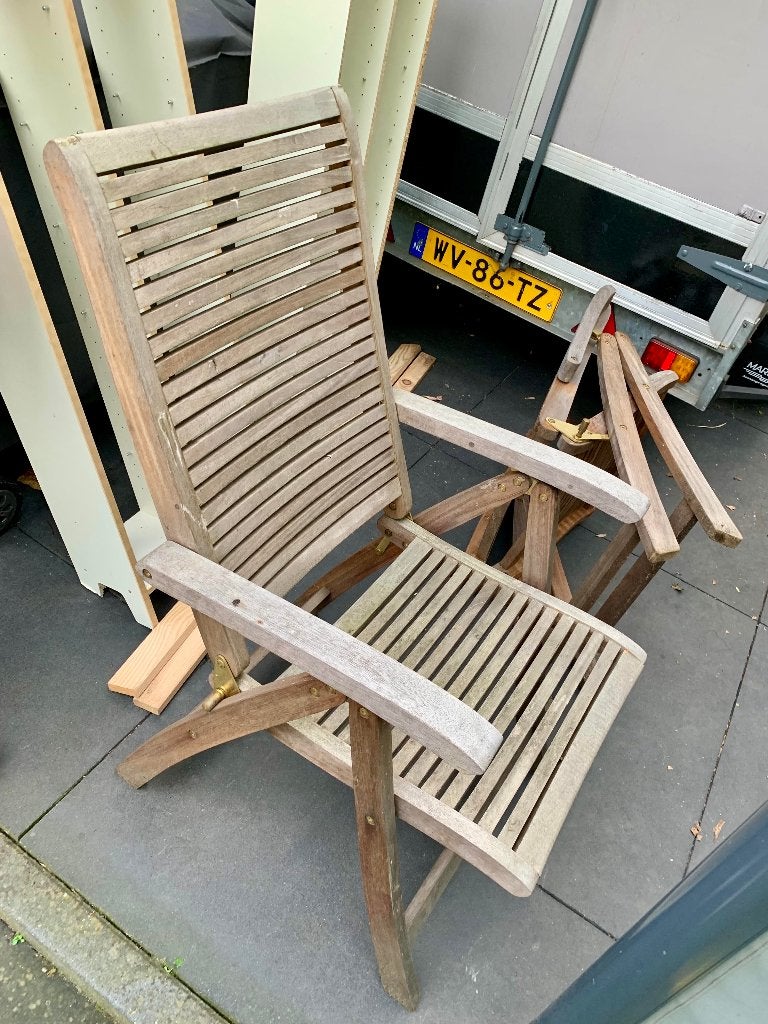 klapstoel teak hardhout zware kwaliteit, Tuin en Terras, Ophalen, Gebruikt