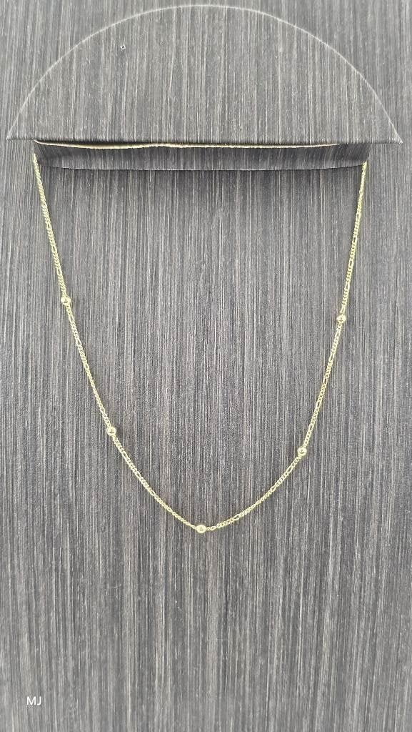 Gouden figaro collier met bolletjes                      G98, Gebruikt, ., Ophalen of Verzenden, .