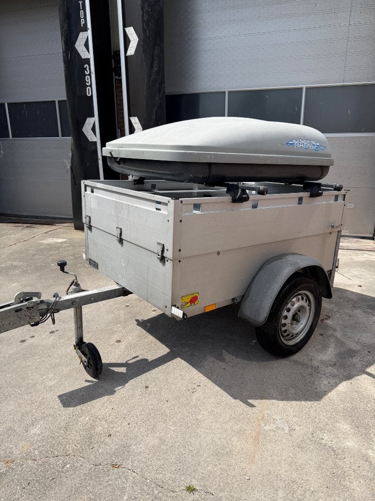 Aanhangwagen Anssems met dakkoffer Hapro, Ophalen, Gebruikt