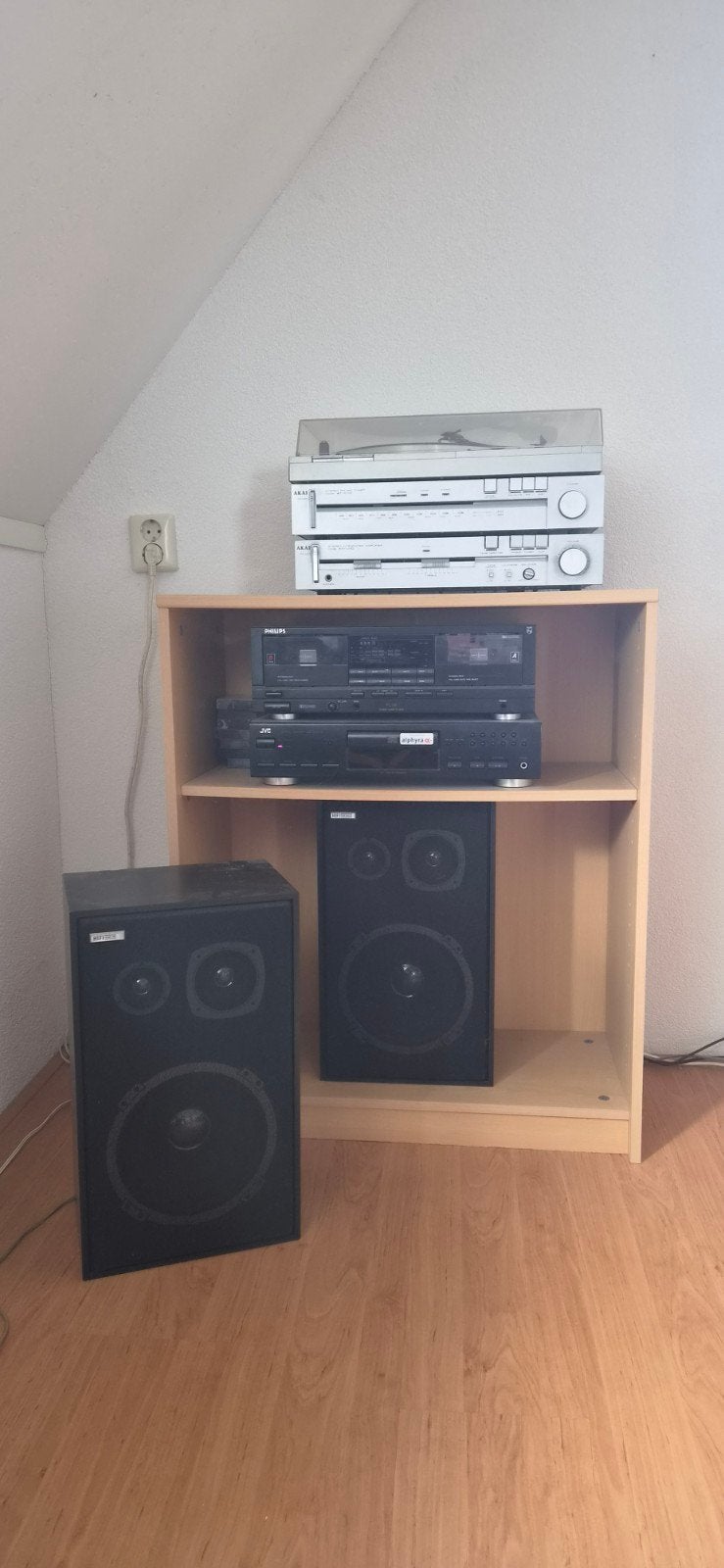 Vintage Akai, Philips, JVC stereo set met speakers, Ophalen, Gebruikt, Losse componenten, Tuner of Radio