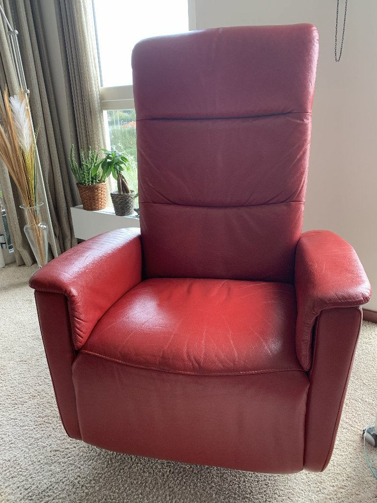 relax-fauteuil, Huis en Inrichting, Ophalen, Minder dan 75 cm, Leer, Zo goed als nieuw