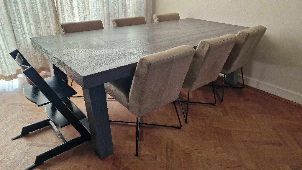 Grote eettafel eikenhout. 240 x 110 x 78, Ophalen, 100 tot 150 cm, Eikenhout, 200 cm of meer