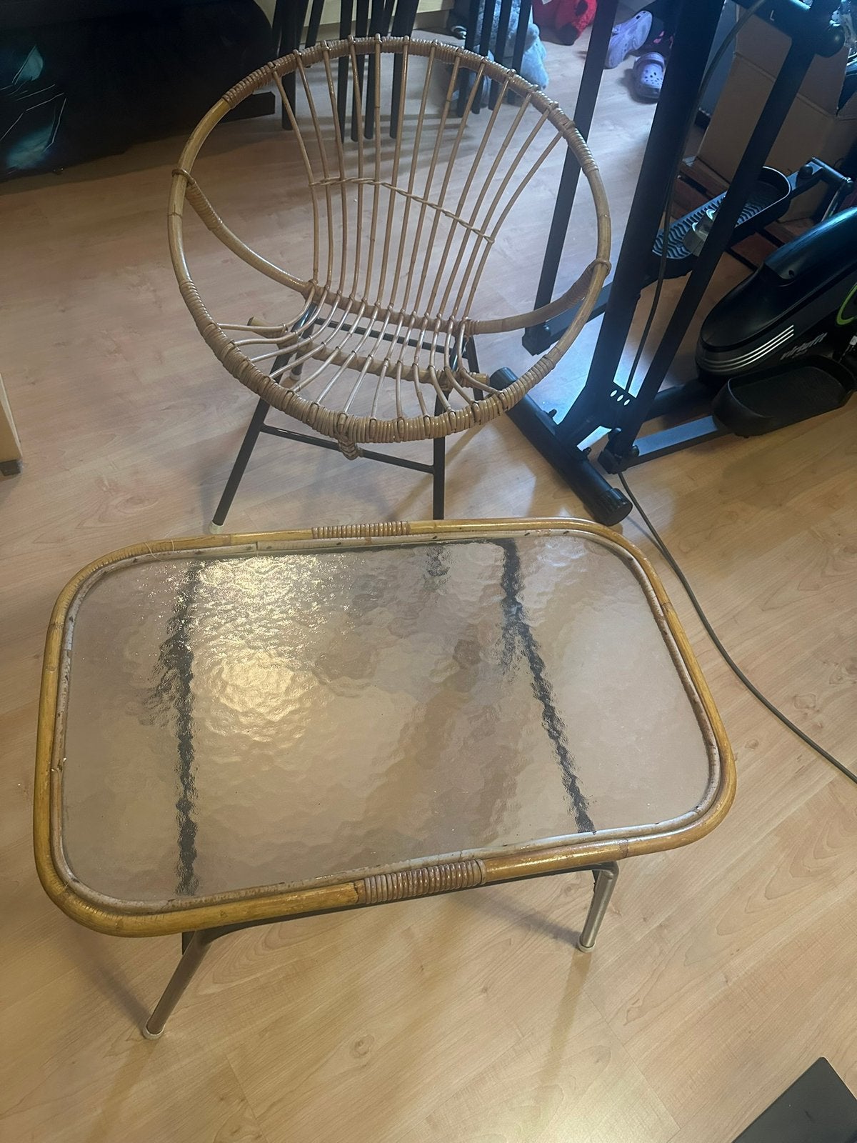 Vintage Rotan Kinder Setje: Stoel en Tafeltje, Ophalen of Verzenden