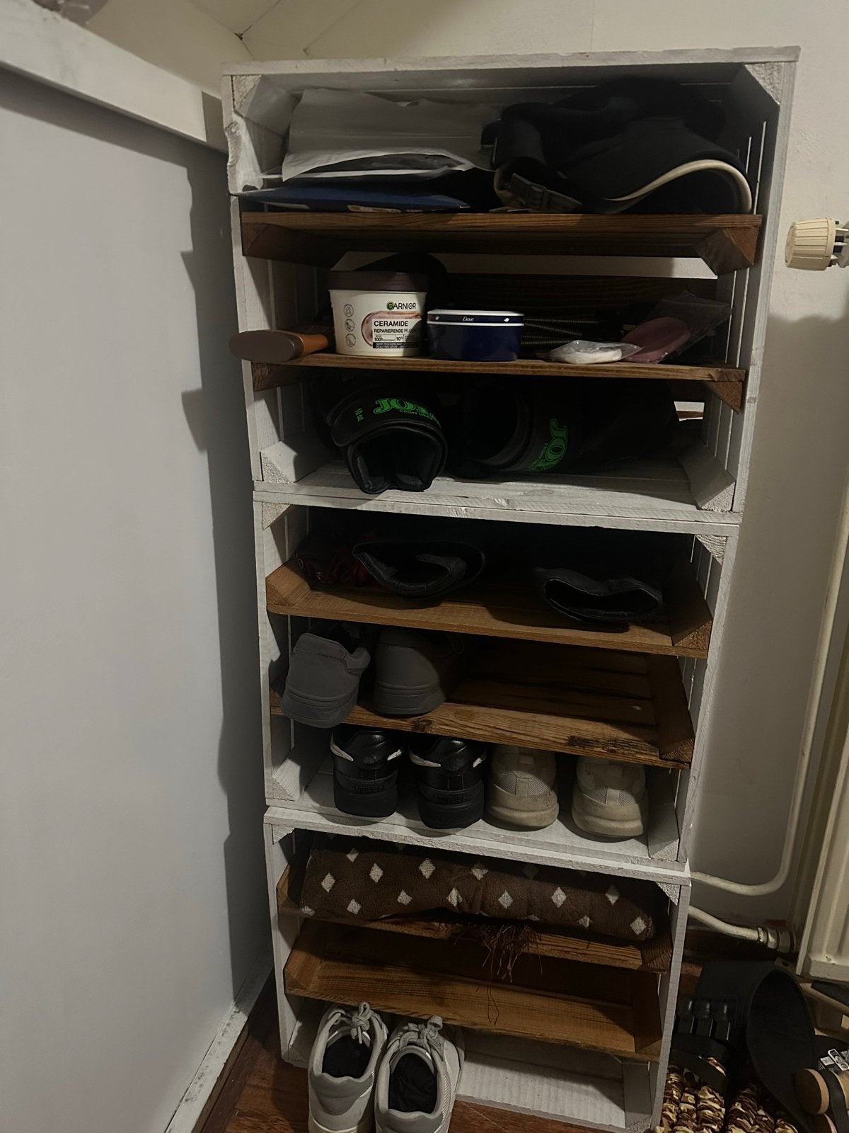 3x Houten opbergrek / schoenenrek van kratten, Ophalen of Verzenden, Gebruikt