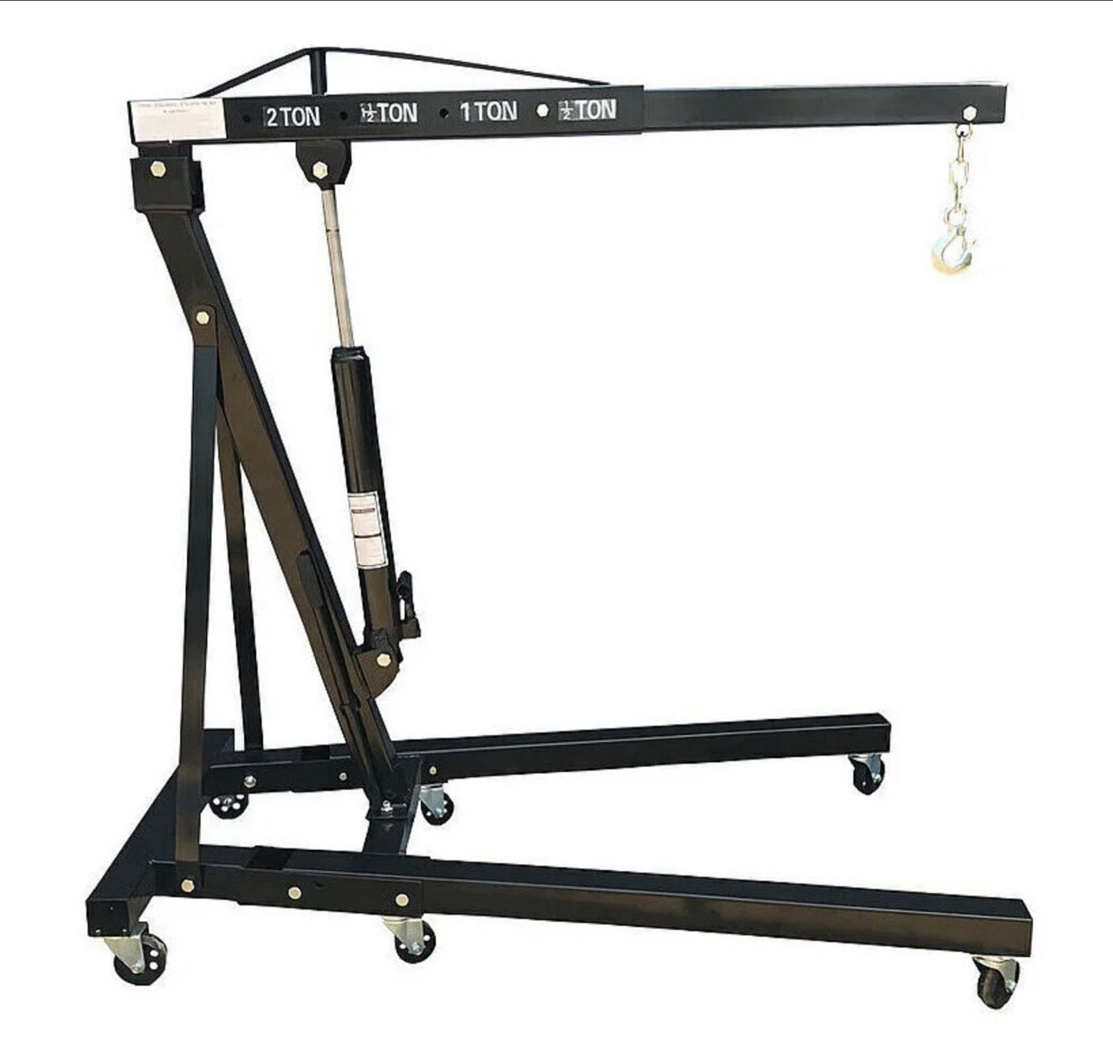 2 Ton Vouwbare Hydraulische Motorkraan Takel Lift Zwart, Ophalen, Zo goed als nieuw
