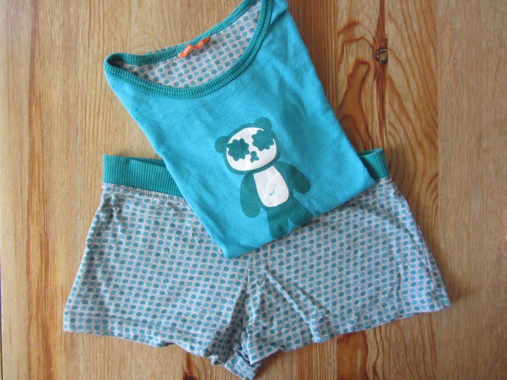Blauw/grijze shortama met panda Hema maat 134, Ophalen of Verzenden, Gebruikt, Meisje, Nacht- of Onderkleding