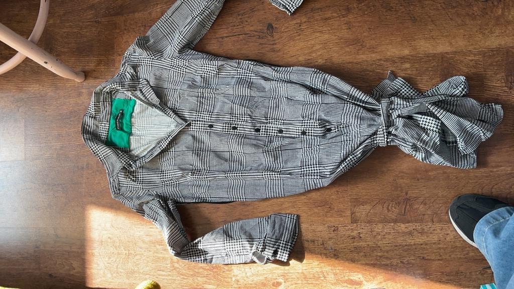 Zwart wit geruite jurk studio anneloes maat S, travelstof, Kleding | Dames, Maat 38/40 (M), Zwart, Ophalen of Verzenden, Zo goed als nieuw