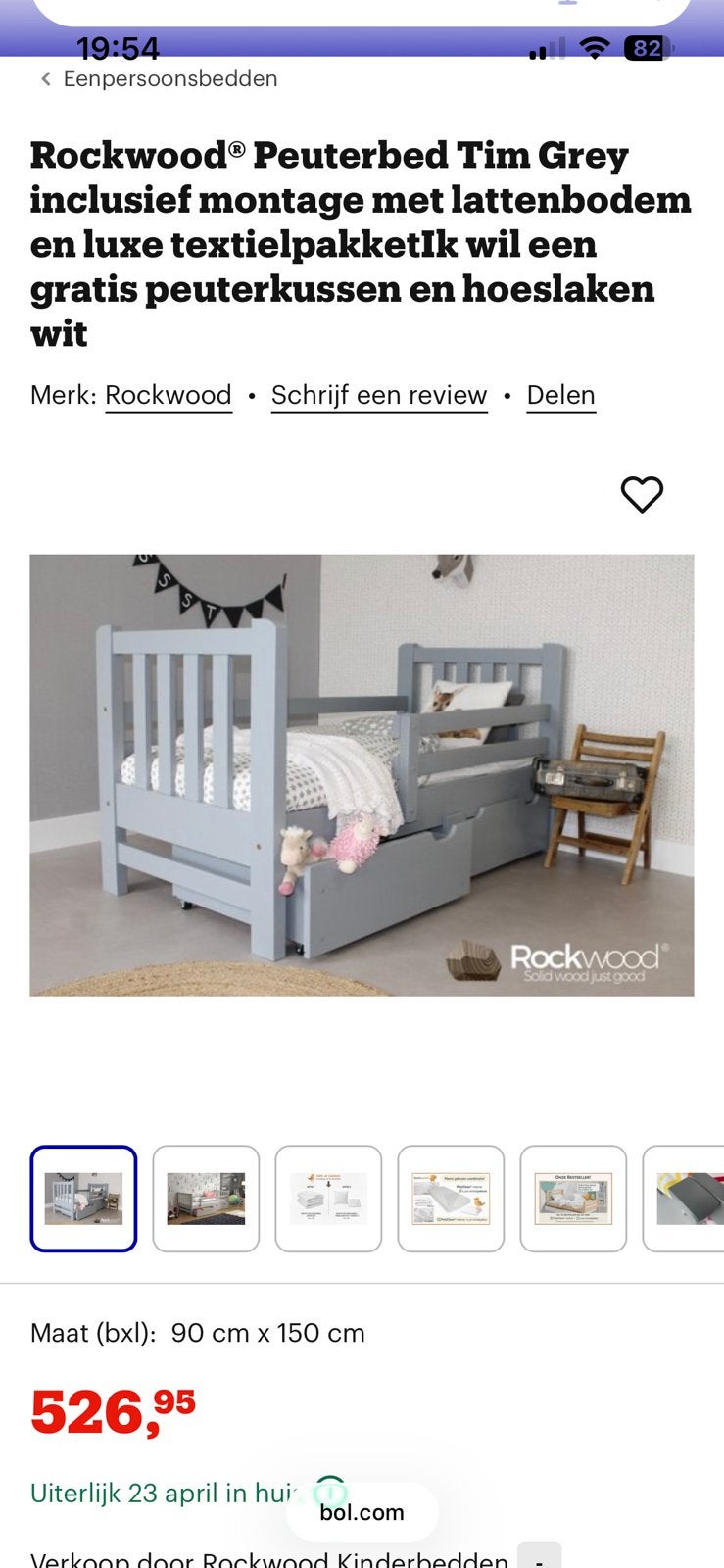Peuterbed van Rockwood te koop!, Ophalen, 70 tot 85 cm, 140 tot 160 cm, Zo goed als nieuw