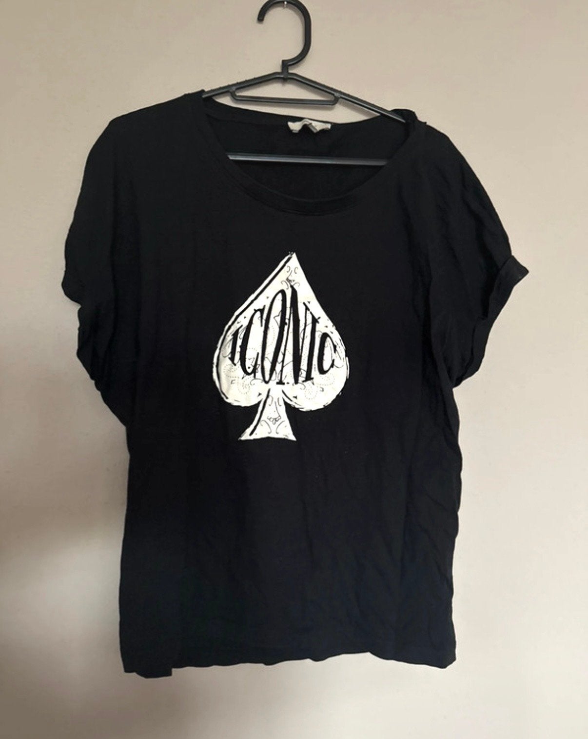 Zwart Shoeby T-shirt met 'Iconic' schoppenprint, Zwart, Maat 46/48 (XL) of groter, Ophalen of Verzenden, Korte mouw