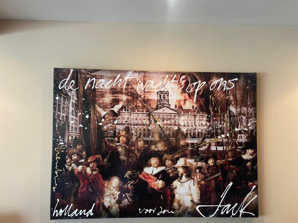 Jack Liemburg - Nacht wacht op ons - Canvas 100x140cm + COA, Ophalen