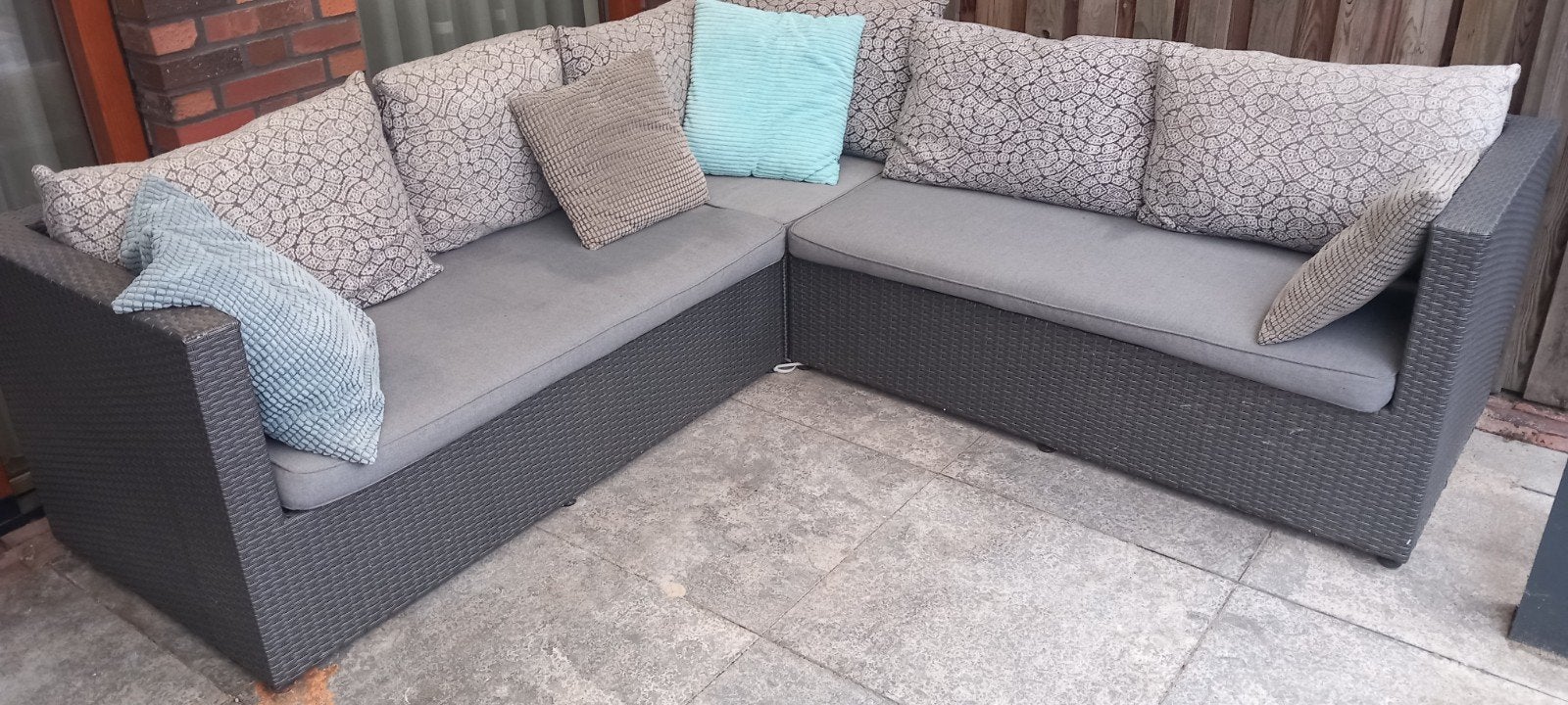 Nog mooie loungeset met kussens ca. 210 x 210 cm., Ophalen, Gebruikt, Loungeset, Wicker