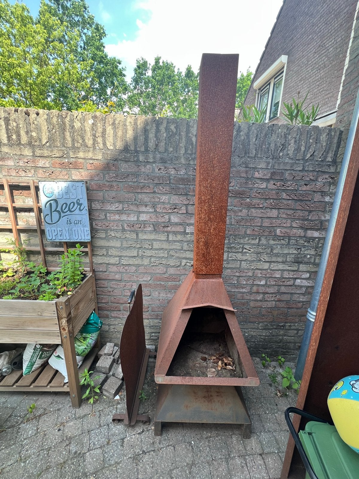Roestige tuinhaard / buitenkachel, Tuin en Terras, Ophalen, Gebruikt