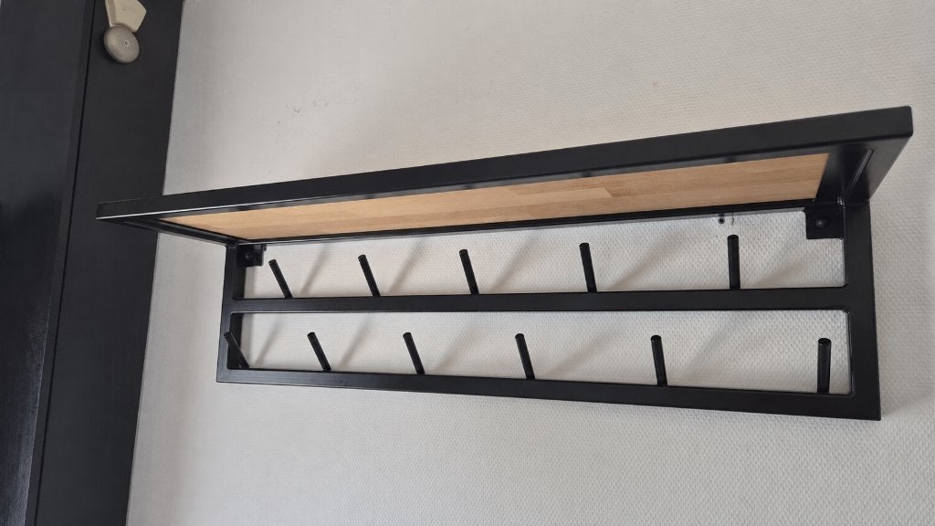 Industriële wandkapstok zwart gepoedercoat (110cm breed), Zo goed als nieuw, Minder dan 100 cm, Metaal, Ophalen
