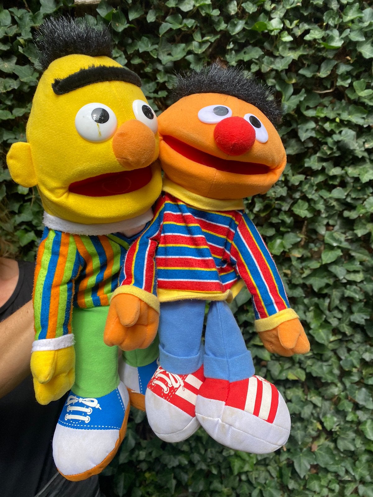 2 handpoppen van Bert en Ernie, Gebruikt, Overige karakters, Overige typen, Ophalen of Verzenden
