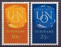 Suriname NVPH nr 538/9 postfris UNO 1970, Postzegels en Munten, Ophalen of Verzenden, Postfris