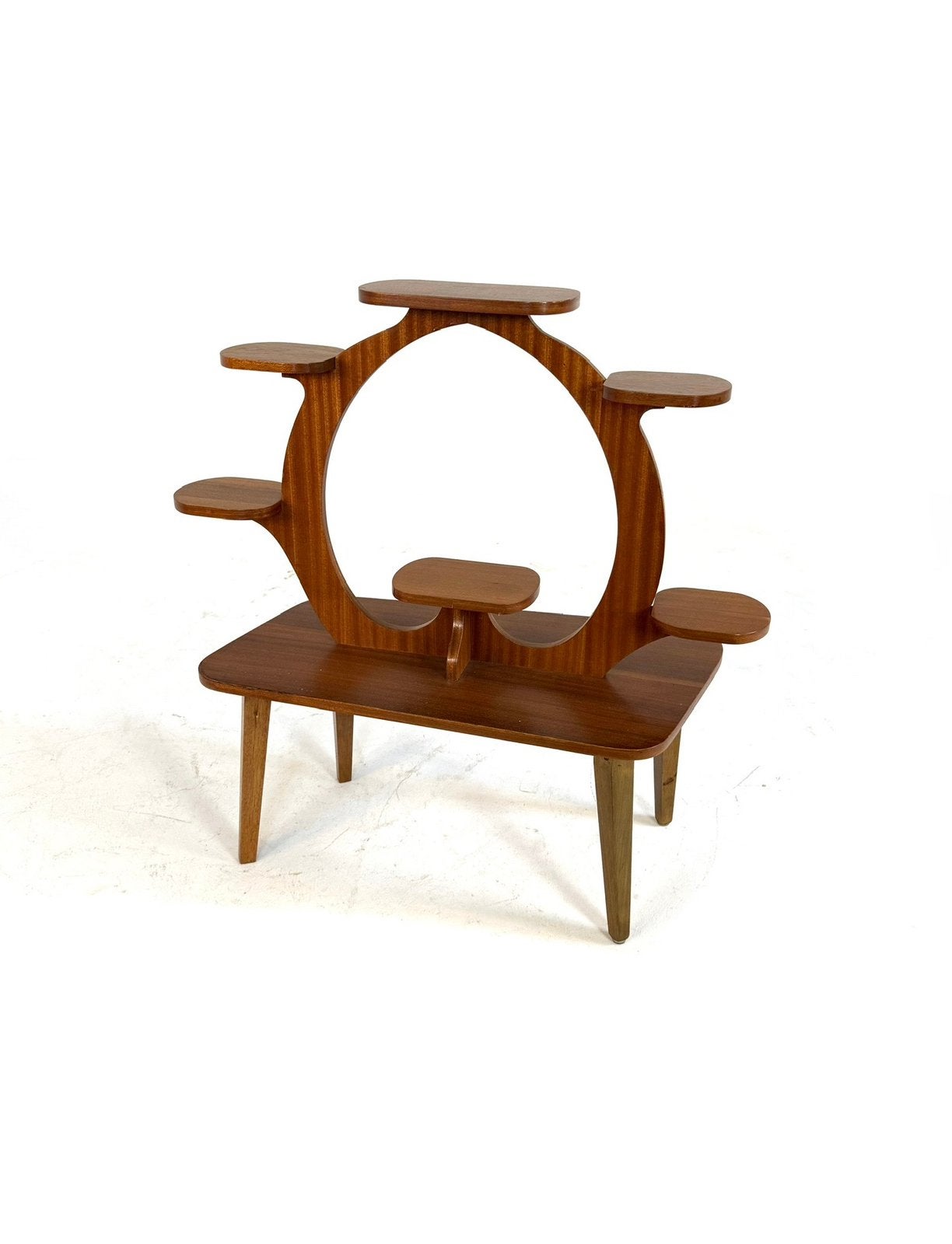 Vintage XL plantentafel ‘60, Vintage retro buisframe design rotan webbing papercord deens, Zo goed als nieuw, Nvt, Overige vormen