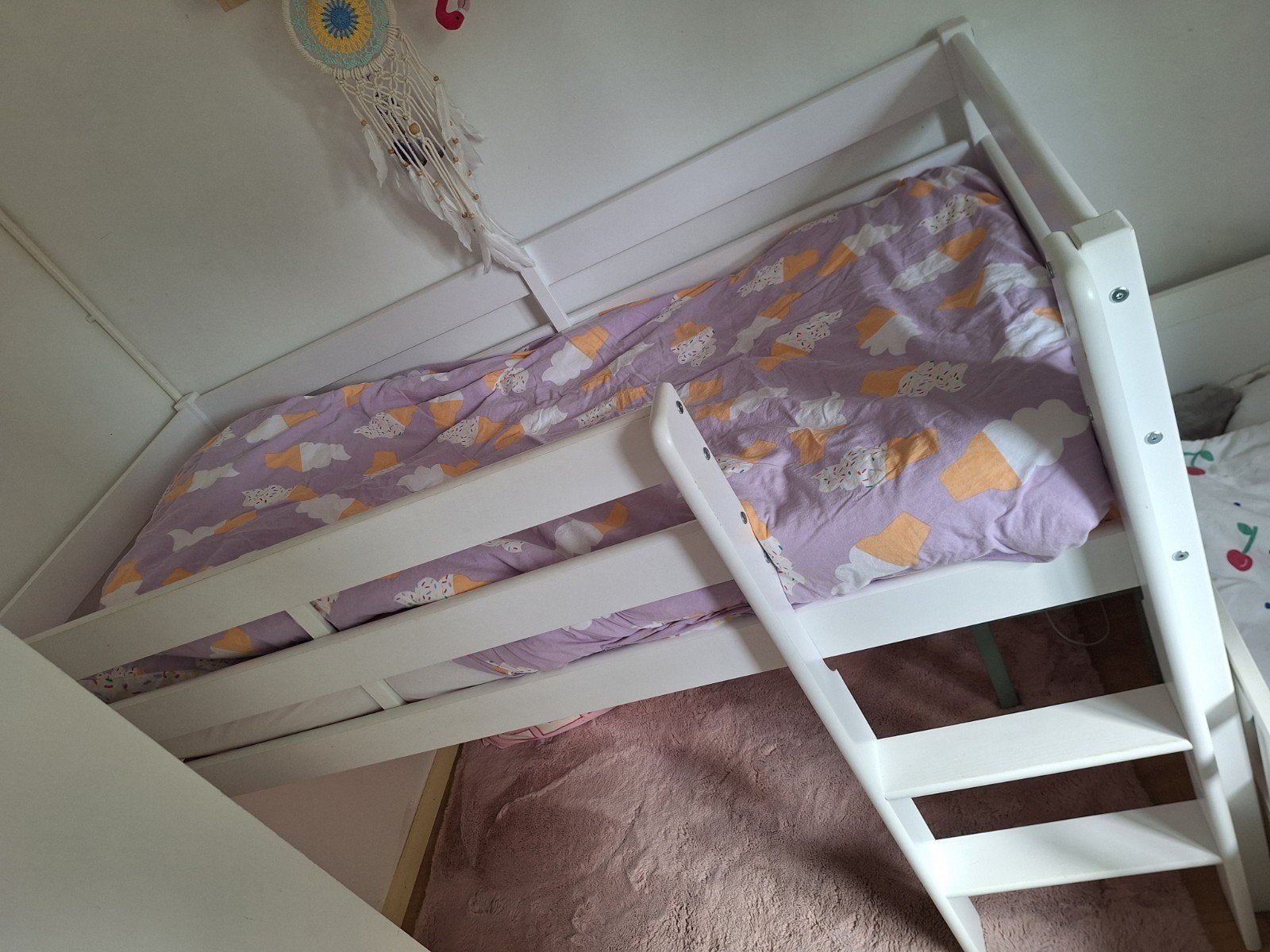 half hoogslaper 70 x 160 hoppekids eco comfort grenen wit, Ophalen, Zo goed als nieuw, Halfhoogslaper