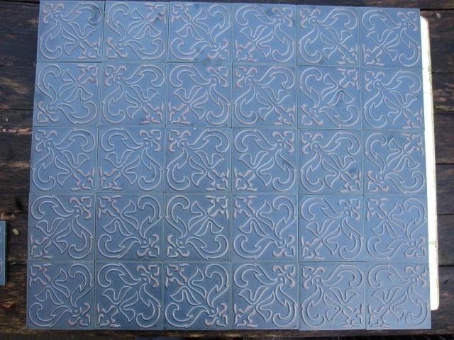 17 m2 retro petrol blauwe tegels in relief Villeroy Boch, Antiek en Kunst, Ophalen