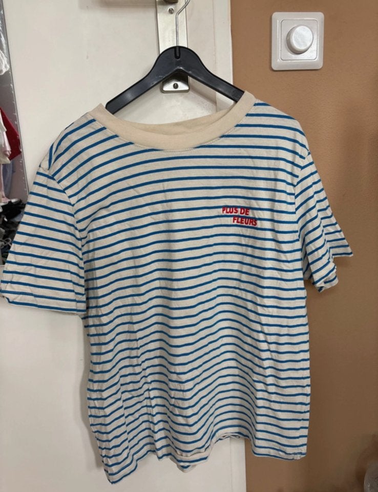 Blauw-wit gestreept shirt, maat S - H&M, Kleding | Dames, T-shirts, Blauw, Ophalen of Verzenden, Zo goed als nieuw, Korte mouw
