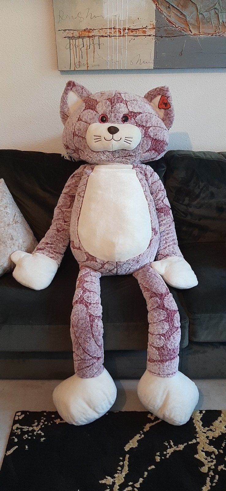 Grote paarse knuffelkat - Helemaal nieuw! 160 cm, Paars, Overige merken, Overige karakters, Nieuw