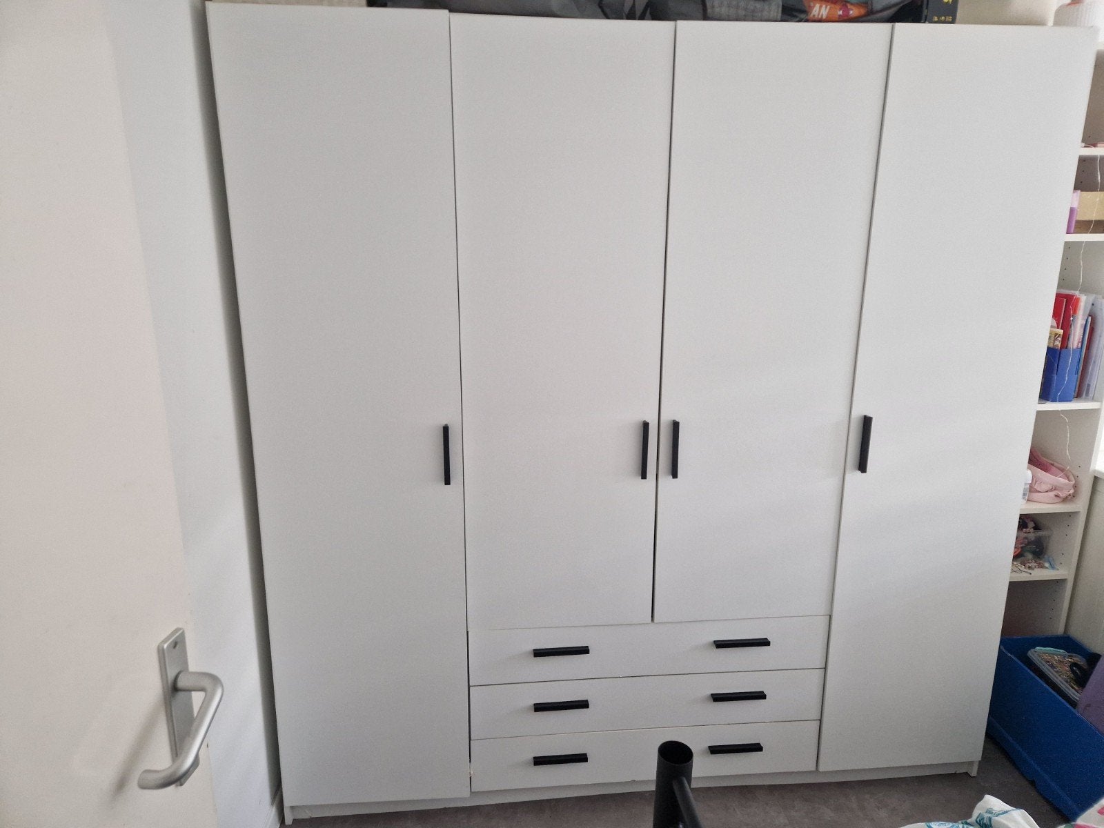 Kledingkast Sprint 4-deurs wit - 200x196x50 cm, Huis en Inrichting, Ophalen, Gebruikt, 200 cm of meer, 150 tot 200 cm