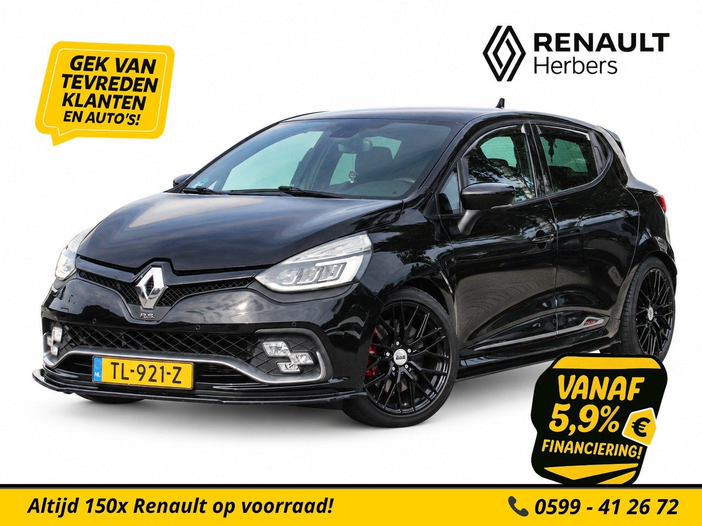 Renault Clio 1.6 Turbo R.S. Trophy STOELVERW / CAMERA / NAVI, Auto's, 1618 cc, Gebruikt, 4 cilinders, Leder en Stof