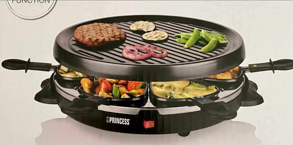 Princess Gourmet Raclette Grill Party 6 - Nieuw in doos, Witgoed en Apparatuur, Gourmetstellen, Ophalen of Verzenden, Zo goed als nieuw