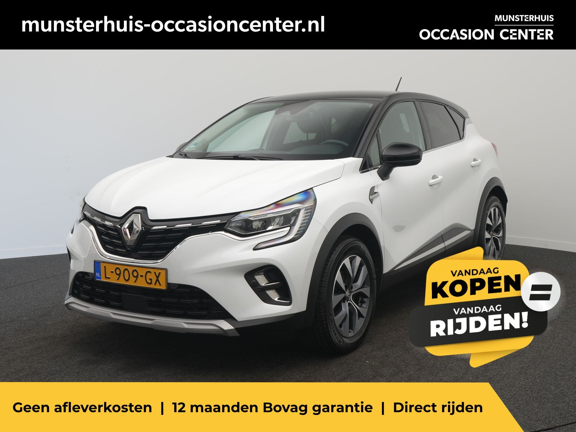 Renault Captur TCe 90 Intens - RIJKLAARPRIJS - Achteruitrijc, Auto's, Renault, Voorwielaandrijving, 12 maanden, Gebruikt, Leder en Stof