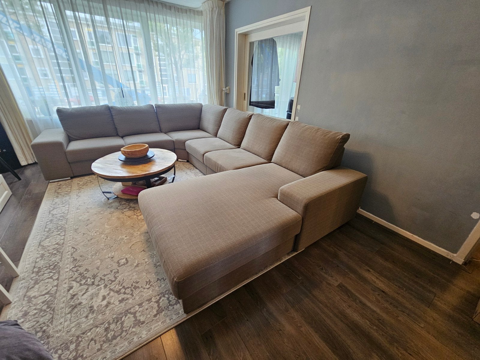 Grote hoekbank met chaise longue - zo goed als nieuw, Ophalen, Zo goed als nieuw, Stof, Modern, Comfortabel
