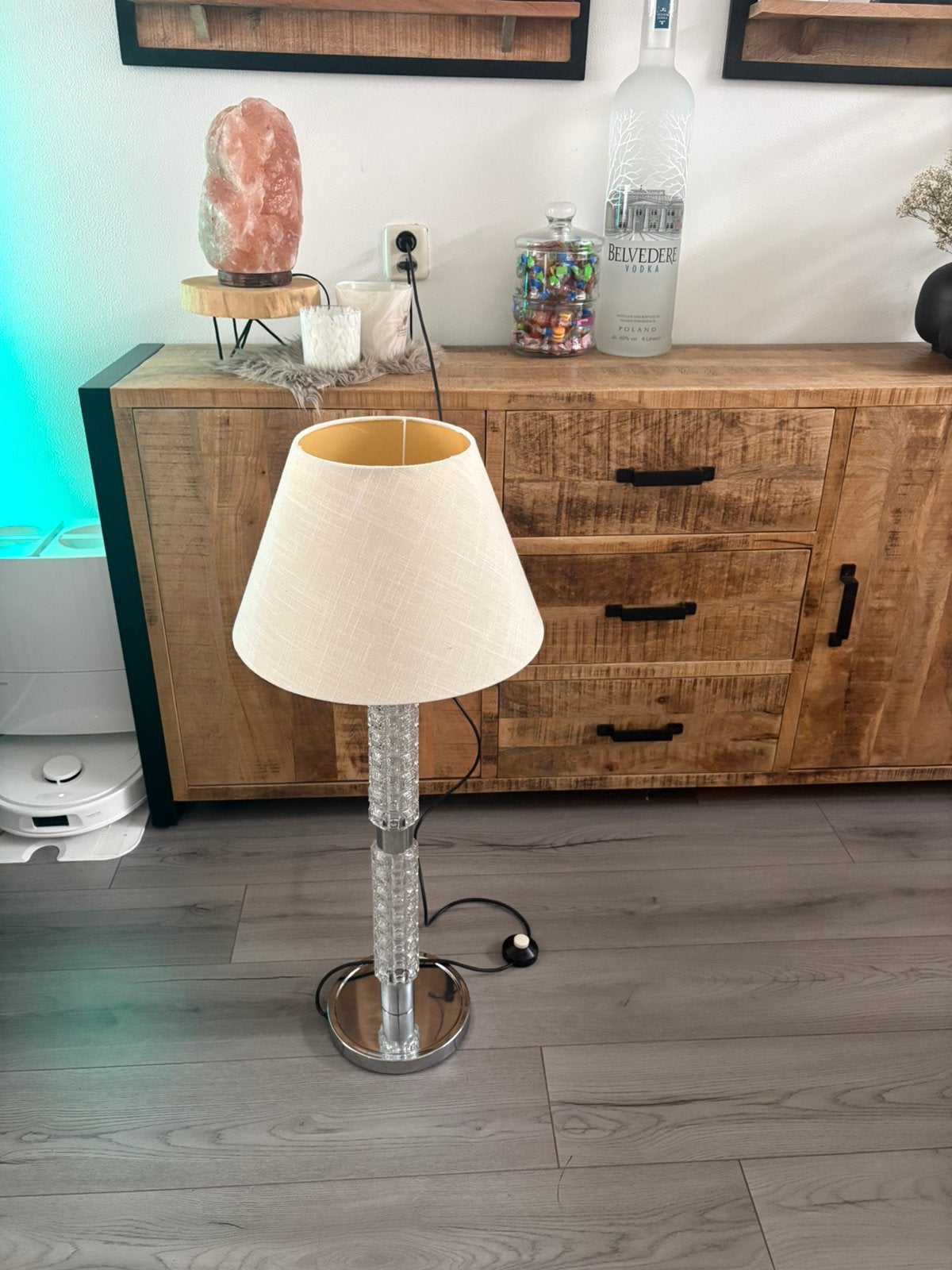 Prachtige zware kristallen vloerlamp te koop, Ophalen, Zo goed als nieuw