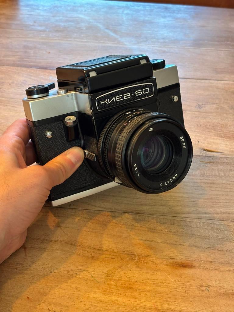 Kiev-60 6x6 camera met Arsat C 80mm f/2.8 lens, Audio, Tv en Foto, Fotocamera's Analoog, Ophalen of Verzenden, Gebruikt, Spiegelreflex