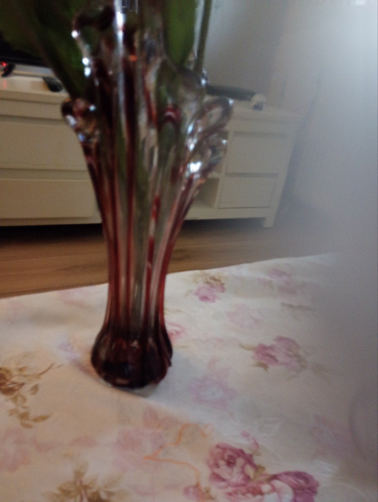 Vintage Murano stijl vaas rood/transparant glas, Ophalen