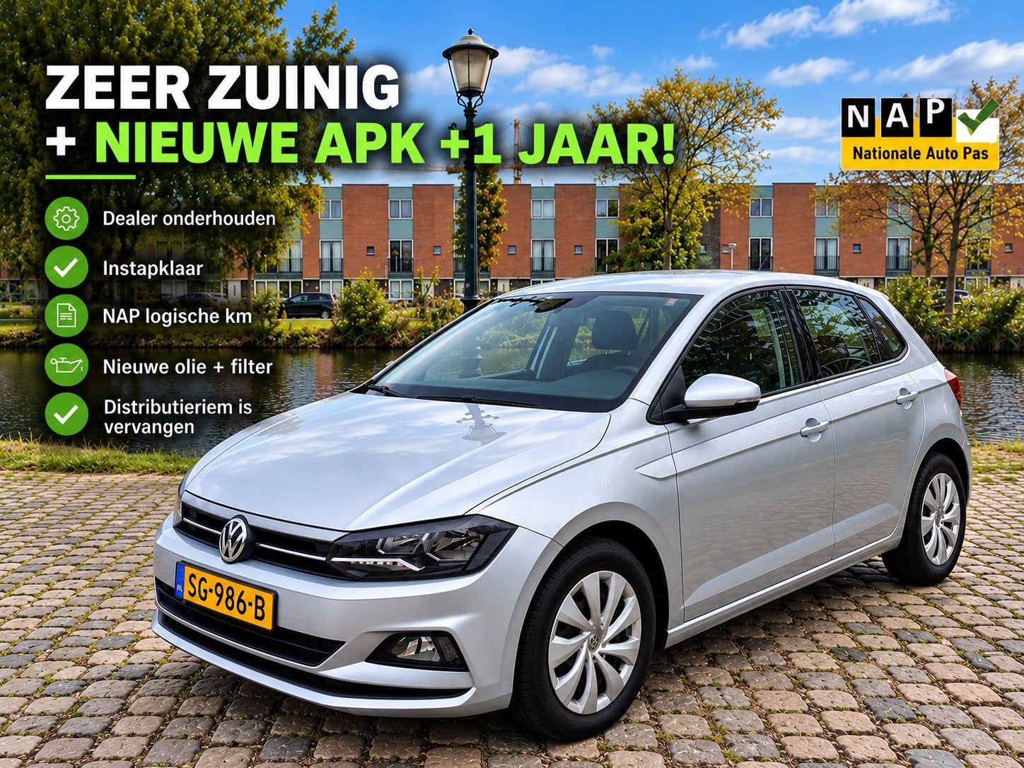 Volkswagen Polo 1.0 TSI 2018 - NIEUWE APK - CARPLAY - ZUINIG, Dealer onderhouden, 40 €/maand, 23 km/l, Origineel Nederlands