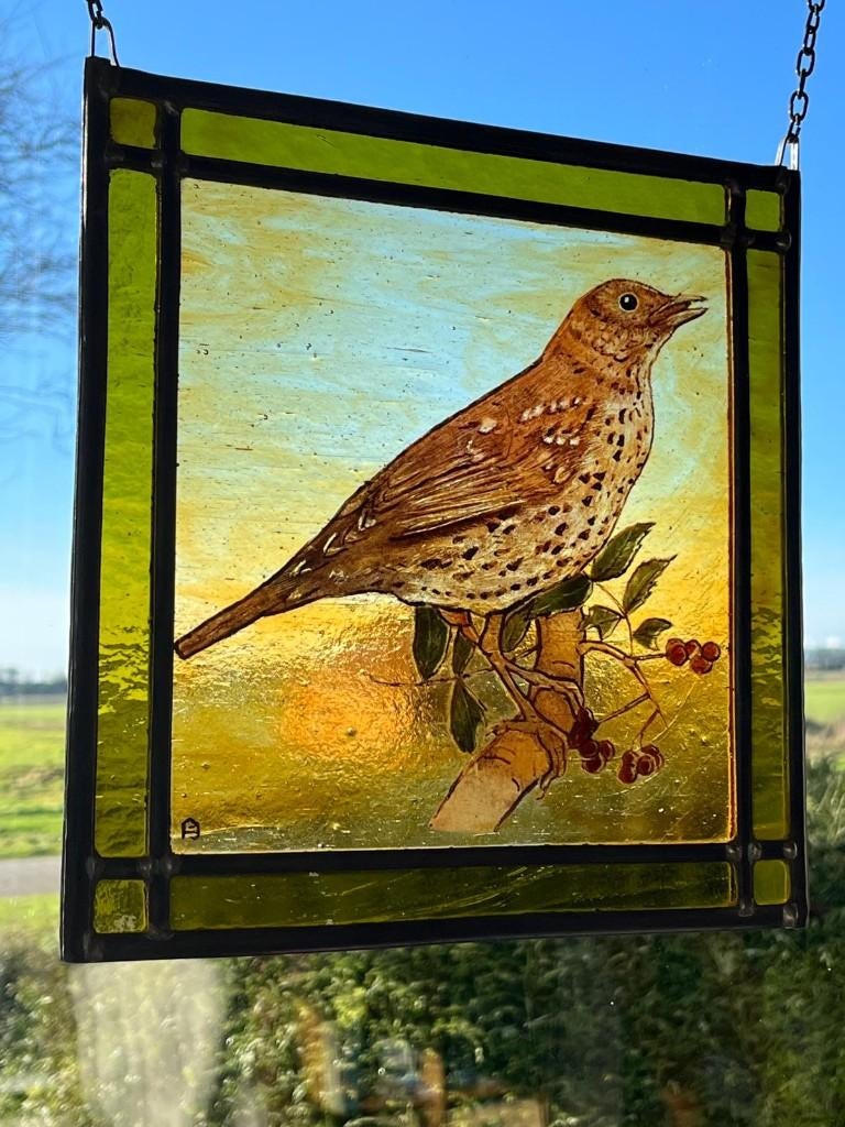 Zang lijster mus putter sijs vink vogel glas in lood raam, Ophalen of Verzenden, Nieuw, Overige typen